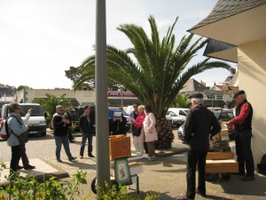 Sur le marché d'Erquy  même avec des palmiers